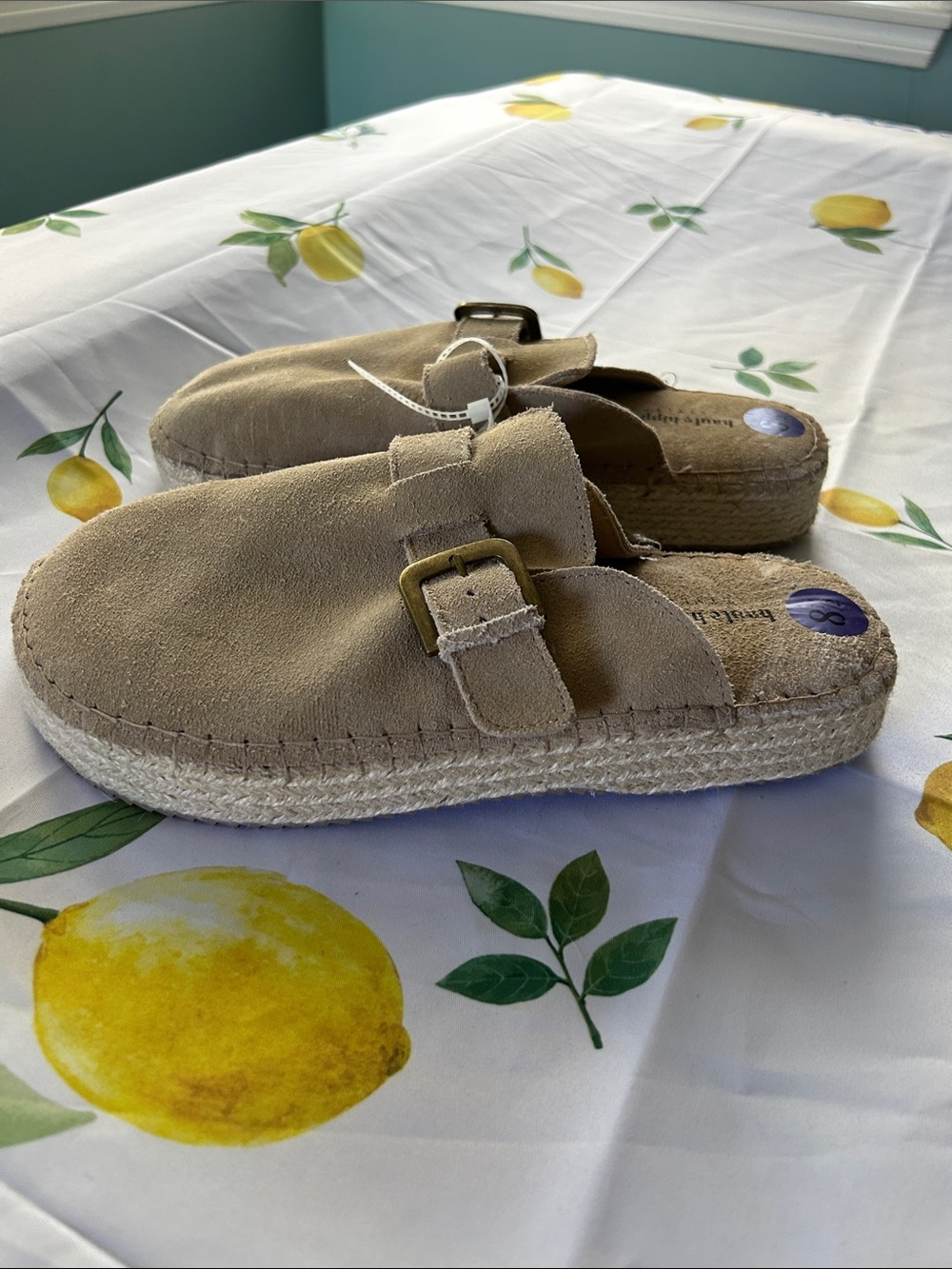 Haute Hippie size 8.5 Tan Suede Buckle Slip-On Mule - Picture 3 of 4